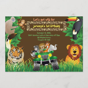 Birthday Baby, Safari birthday, jungle animals Invitation