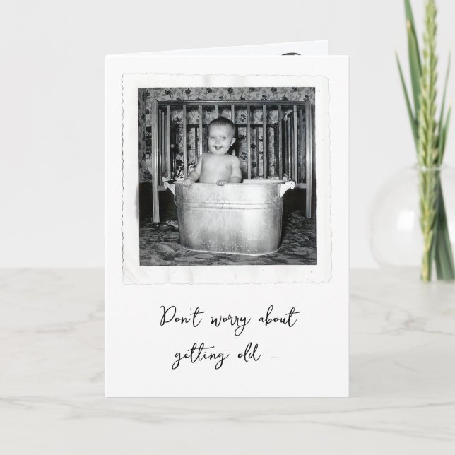 Birthday Baby Snapshot In a Retro Tub Card (Front)