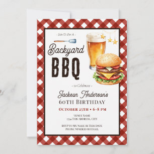 Birthday Backyard BBQ 60th Adult Party Invitation