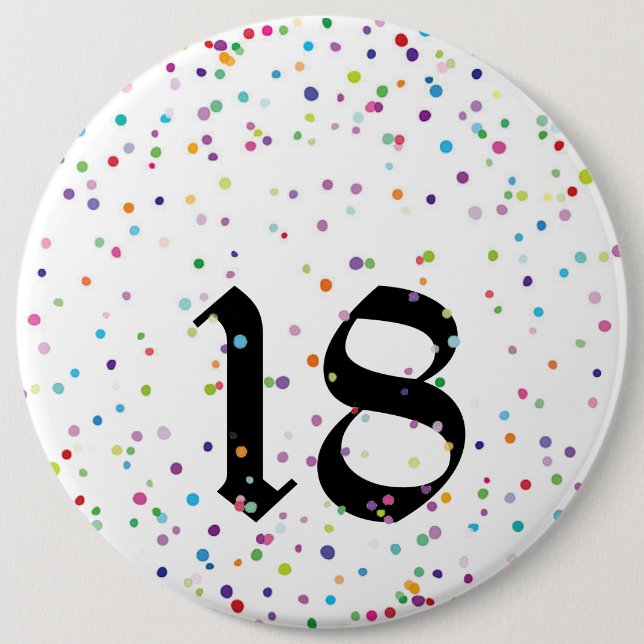 Birthday Badge - 18 Confetti (Front)