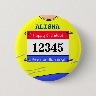 Birthday Badge for a Runner (Yellow)