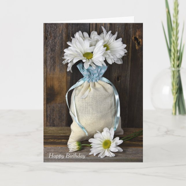Birthday bag of daisies card (Front)