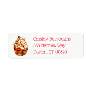 Birthday Baker Cooking Foodie Frosted Cupcake Return Address Label