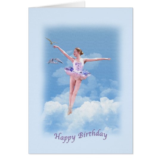 Birthday, Ballerina Dancing Above the Clouds Card