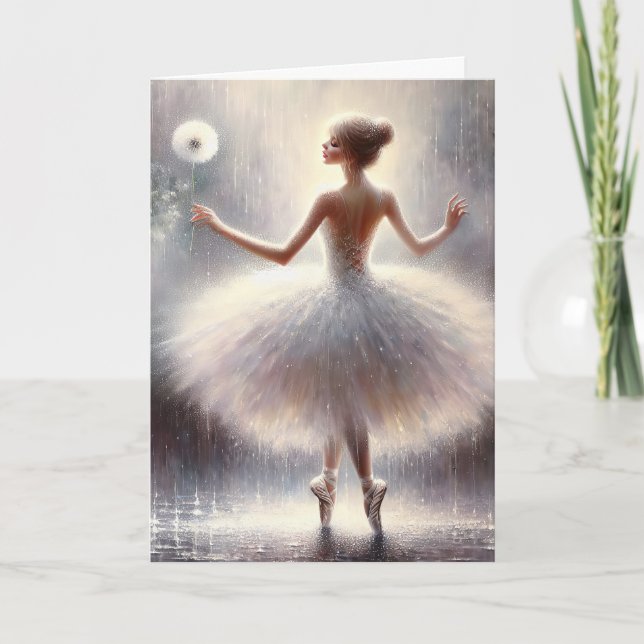 Birthday Ballerina With A Dandelion Card (Front)