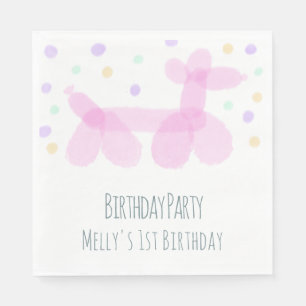 Birthday Balloon Animals Pink Pastel  Napkins