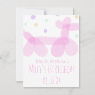Birthday Balloon Animals Pink Pastel Party  RSVP Card