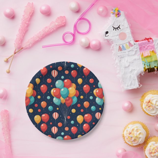 Birthday Balloon Design Paper Plate (Party)