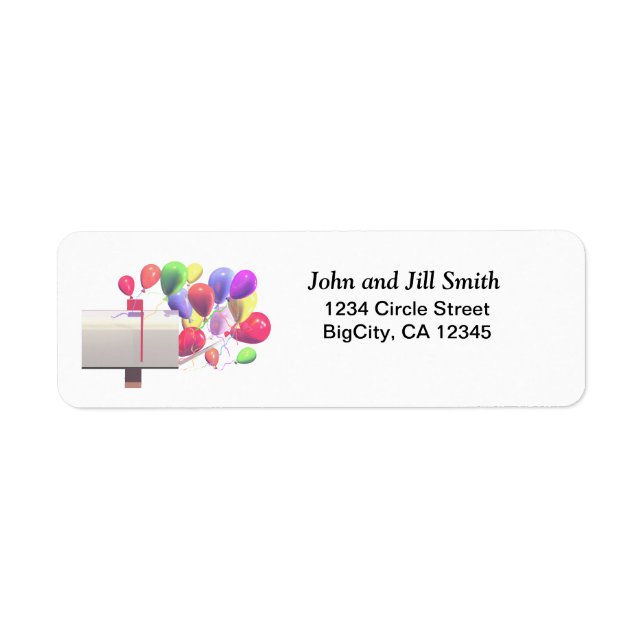 Birthday Balloon Mail Return Address Label (Front)