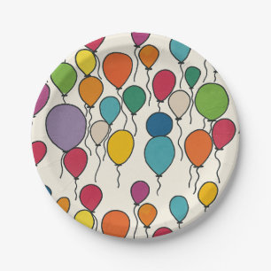 Birthday Balloon Watercolor Paper Plate