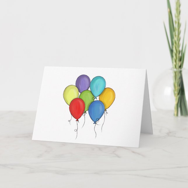 Birthday Balloon Watercolor Personalised Confetti Card (Front)