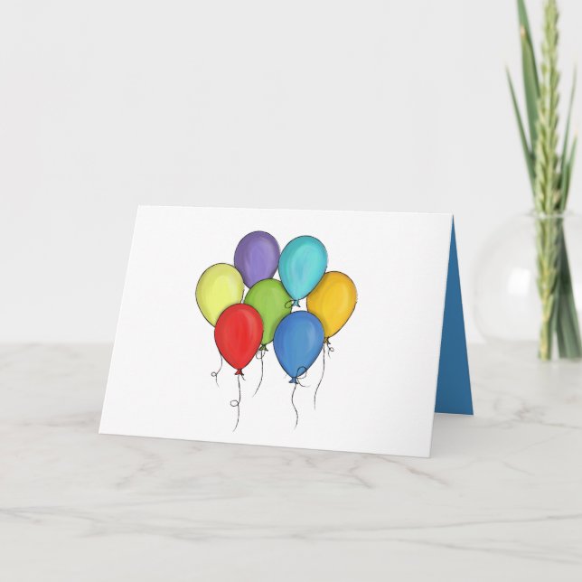 Birthday Balloon Watercolor Personalised Happy Fun Card (Front)