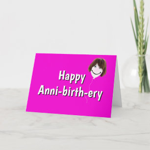 Birthday Balloon with Hair On Pink Card