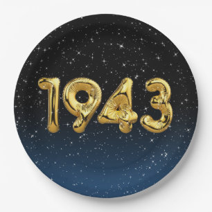 Birthday Balloons 1943 In Stars Paper Plate
