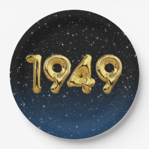 Birthday Balloons 1949 In Stars Paper Plate