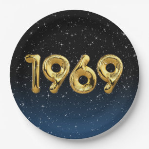 Birthday Balloons 1969 In Stars Paper Plate