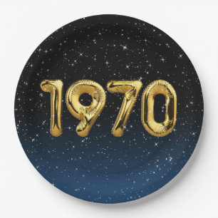 Birthday Balloons 1970 In Stars Paper Plate