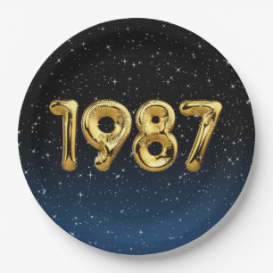 Birthday Balloons 1987 In Stars Paper Plate
