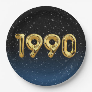 Birthday Balloons 1990 In Stars Paper Plate