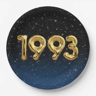 Birthday Balloons 1993 In Stars  Paper Plate