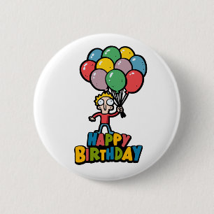 Birthday Balloons 6 Cm Round Badge