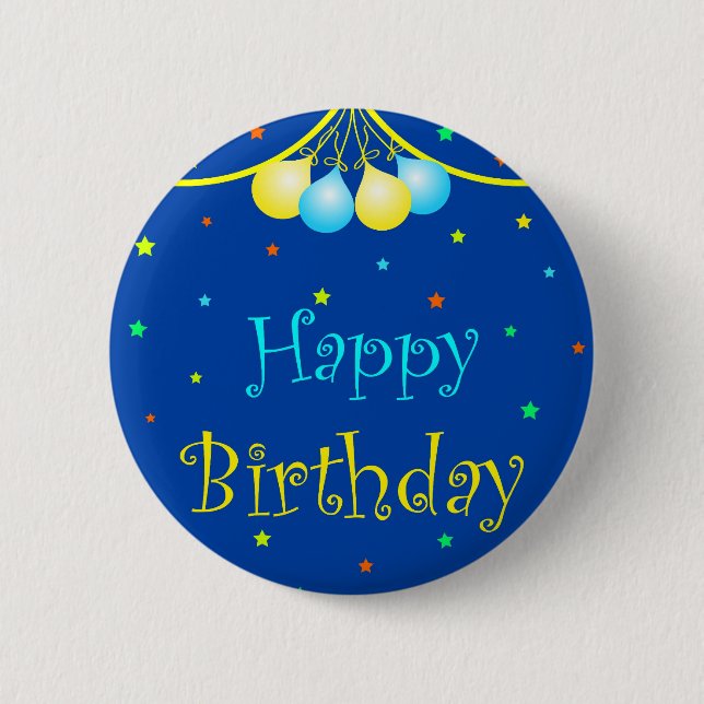 Birthday balloons 6 cm round badge (Front)