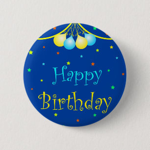 Birthday balloons 6 cm round badge