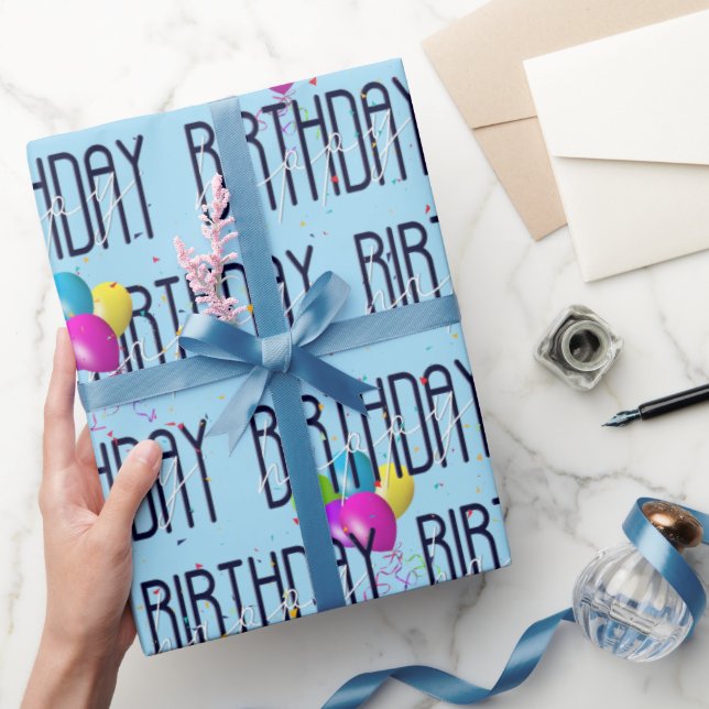 Birthday Balloons and Confetti  Wrapping Paper (Gifting)