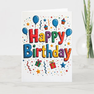 Birthday Balloons And Gifts Card