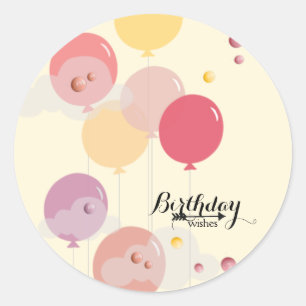 Birthday Balloons and Paint Drops Classic Round Sticker