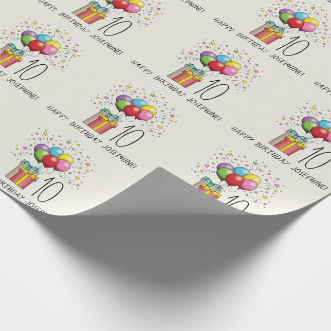 Birthday Balloons And Presents With Age And Text Wrapping Paper (Corner)