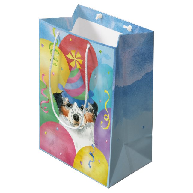 Birthday Balloons Aussie Medium Gift Bag (Front Angled)