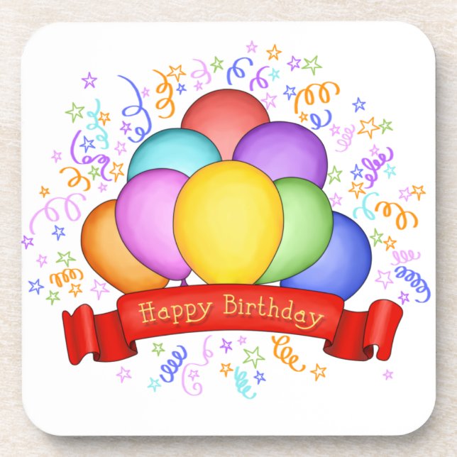 Birthday Balloons & Banner Coaster Set (Front)