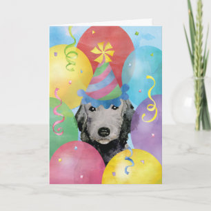 Birthday Balloons Bedlington Terrier Card