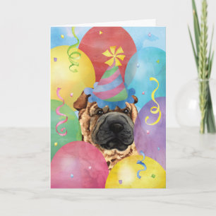 Birthday Balloons Chinese Shar-Pei Card