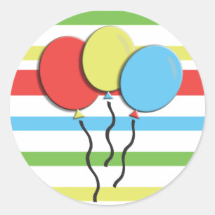 Birthday Balloons - Colourful Striped Stickers