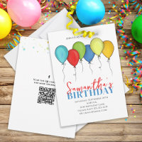 Birthday Balloons Confetti QR Code Social Media