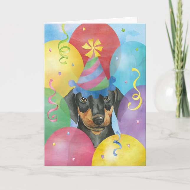 Birthday Balloons Doberman Card (Front)