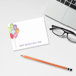 Birthday Balloons Editable Post it Notes