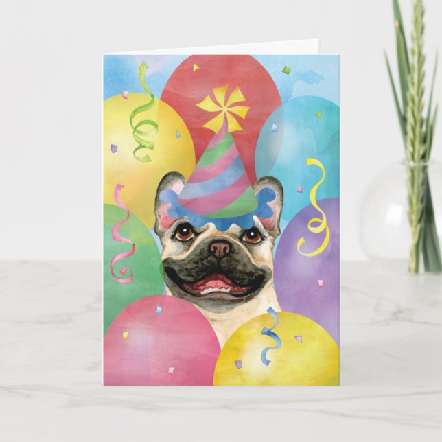 Birthday Balloons French Bulldog Card (Front)