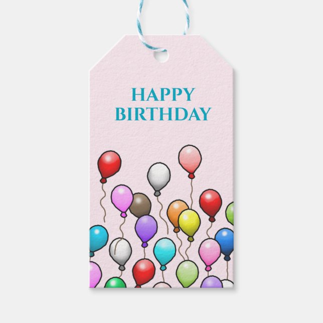 Birthday Balloons Gift Tags (Front)