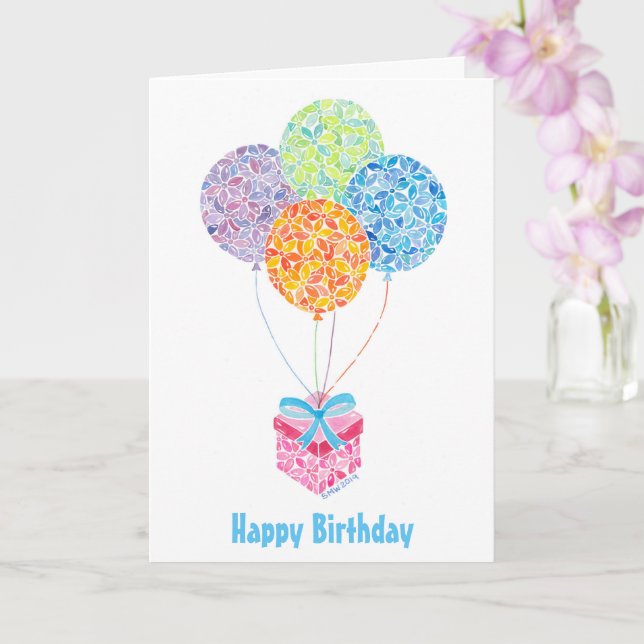 Birthday Balloons Greeting card (Orchid)