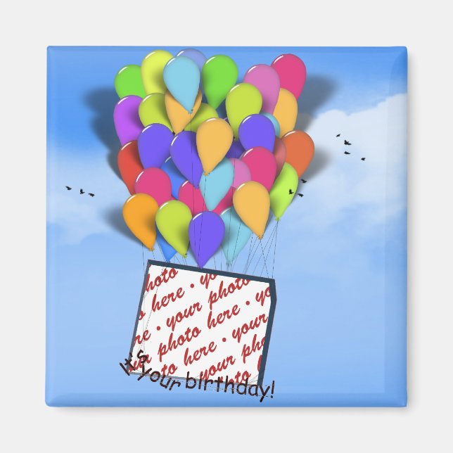 Birthday Balloons In the Sky Photo Frame Magnet (Front)