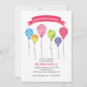Birthday Balloons Invitations
