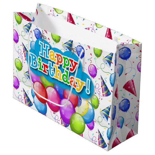 Birthday Balloons  Large Gift Bag (Front Angled)