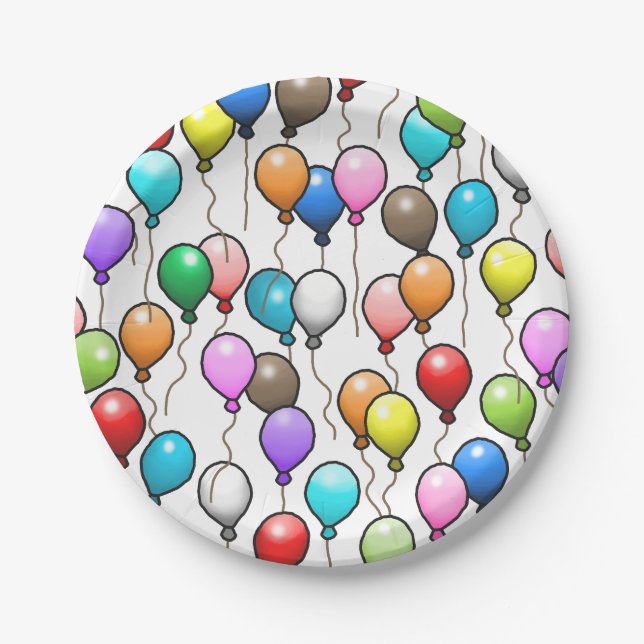Birthday Balloons Paper Plate (Front)