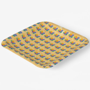 Birthday Balloons Party Yellow Paper Plate