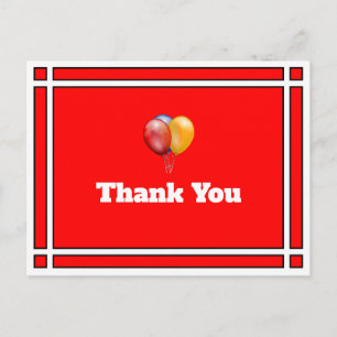 Birthday Balloons Red Thank You Postcard