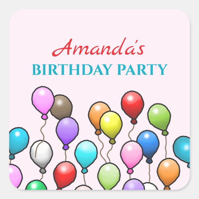 Birthday Balloons Square Sticker (Front)