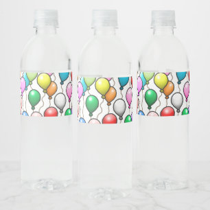 Birthday Balloons Water Bottle Label